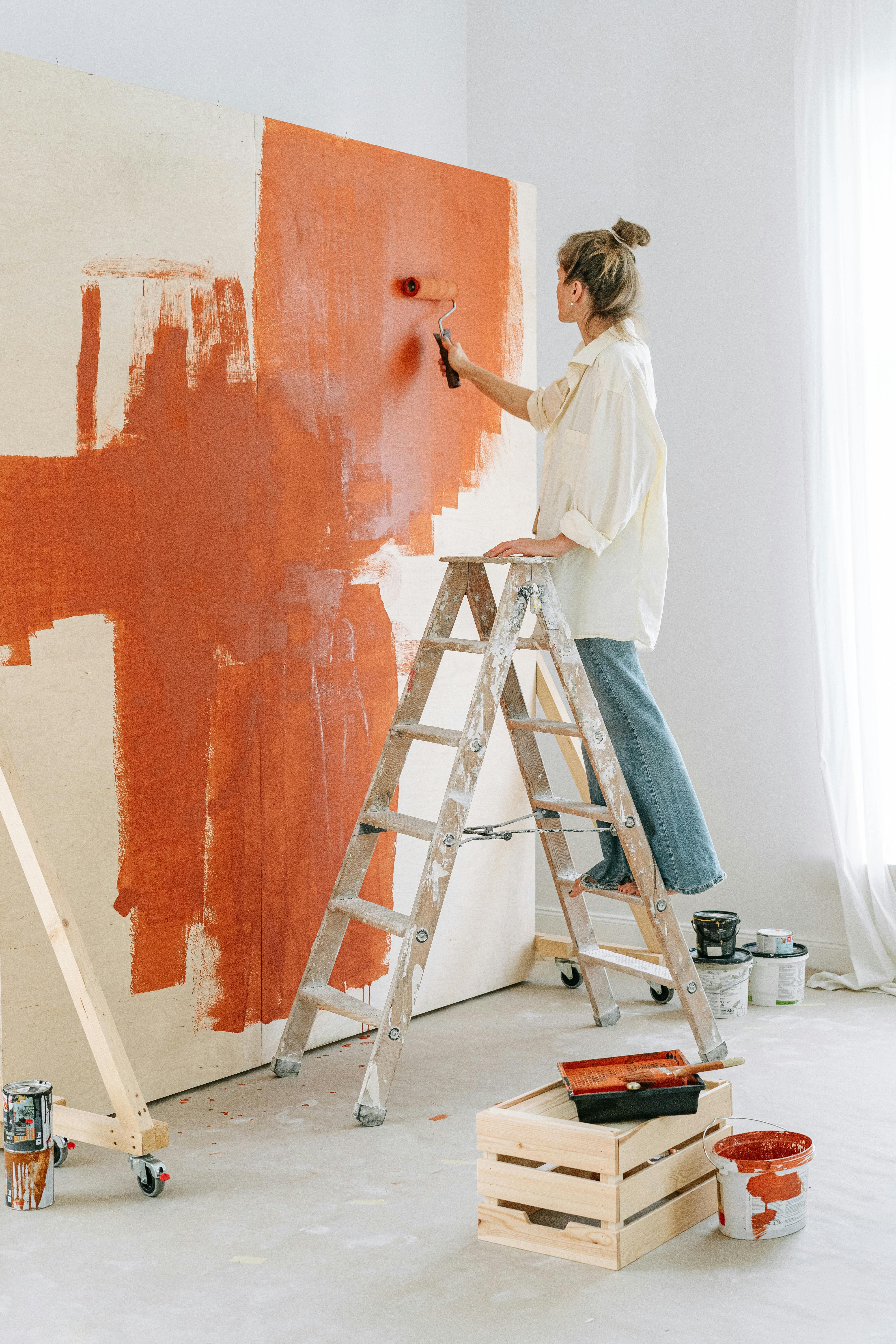 Interior wall painting in warm, vibrant shades